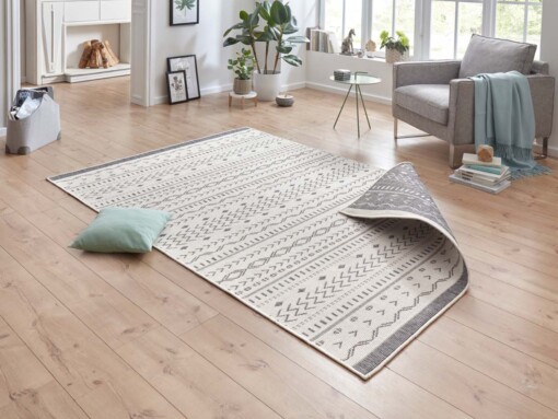 Binnen & buiten vloerkleed Kuba - grijs/crème - sfeer