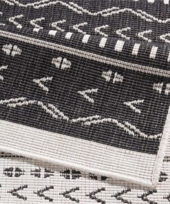 Binnen & buiten vloerkleed Kuba - zwart/crème - close up, thumbnail