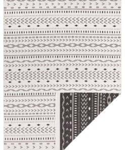 Binnen & buiten vloerkleed Kuba - zwart/crème - overzicht boven, thumbnail