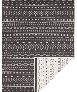 Binnen & buiten vloerkleed Kuba - zwart/crème - overzicht boven, thumbnail