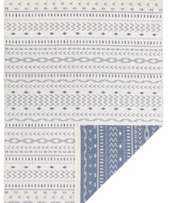 Binnen & buiten vloerkleed Kuba - blauw/crème - overzicht boven, thumbnail