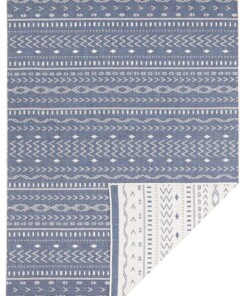 Binnen & buiten vloerkleed Kuba - blauw/crème - overzicht boven, thumbnail