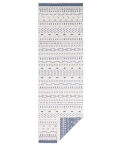 Loper binnen & buiten Kuba - blauw/crème - overzicht boven, thumbnail