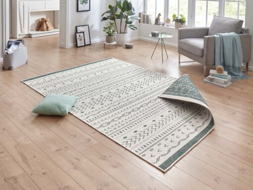 Binnen & buiten vloerkleed Kuba - groen/crème - sfeer