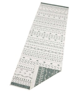 Loper binnen & buiten Kuba - groen/crème - overzicht schuin, thumbnail Loper binnen & buiten Kuba - groen/crème - overzicht schuin, thumbnail