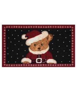 Deurmat kerst teddybeer - rood/zwart - wasbaar 30°C - overzicht boven, thumbnail