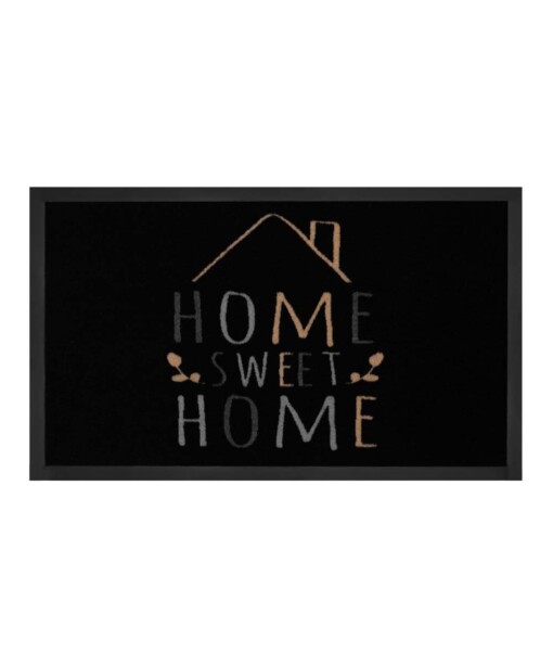 Deurmat "Home Sweet Home" - zwart/crème - wasbaar 30°C - overzicht boven