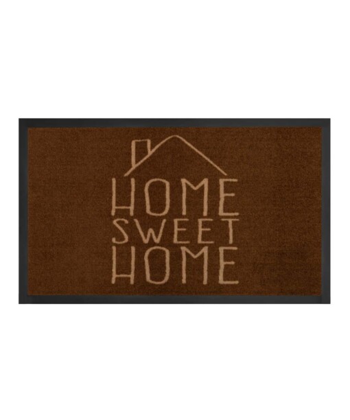 Deurmat "Home Sweet Home" - bruin/crème - wasbaar 30°C - overzicht boven