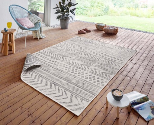Binnen & Buiten vloerkleed Biri - grijs/crème - sfeer