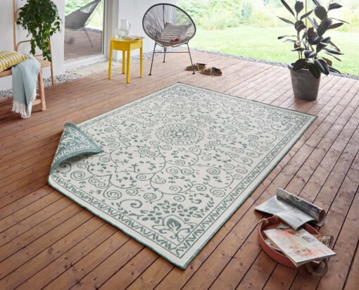 Binnen & Buiten vloerkleed Leyte - groen/crème - sfeer