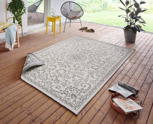 Binnen & Buiten vloerkleed Leyte - grijs/crème - sfeer