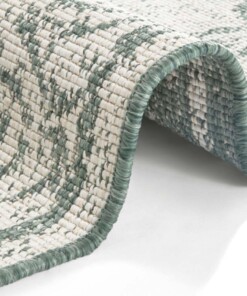 Vintage buitenvloerkleed Cebu - groen/crème - close up, thumbnail