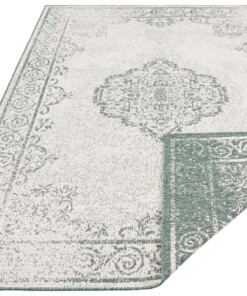 Vintage buitenvloerkleed Cebu - groen/crème - overzicht schuin, thumbnail