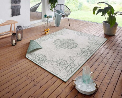 Vintage buitenvloerkleed Cebu - groen/crème - sfeer