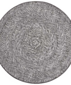 Binnen & buiten vloerkleed rond Almendro - lichtgrijs - overzicht boven, thumbnail