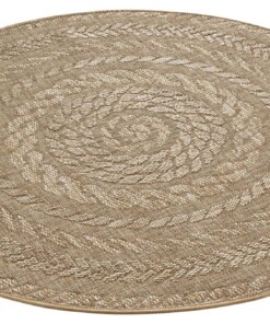Jute buitenkleed rond Almendro - beige/bruin - overzicht schuin, thumbnail