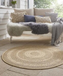 Jute buitenkleed rond Almendro - beige/bruin - sfeer