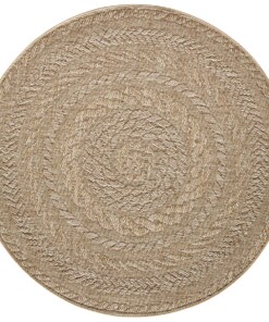 Jute buitenkleed rond Almendro - beige/bruin - overzicht boven, thumbnail