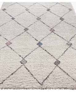 Hoogpolig vloerkleed geruit Create- crème/pastel - overzicht schuin, thumbnail