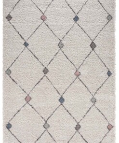 Hoogpolig vloerkleed geruit Create- crème/pastel - overzicht boven, thumbnail