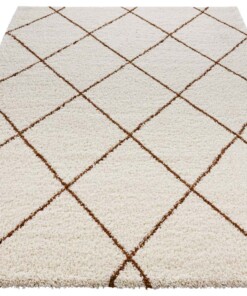 Hoogpolig vloerkleed geruit Feel - crème/koperbruin - overzicht schuin, thumbnail Hoogpolig vloerkleed geruit Feel - crème/koperbruin - overzicht schuin, thumbnail