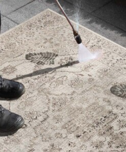 Binnen & buiten vloerkleed vintage Navarino - crème taupe - close up materiaal, thumbnail