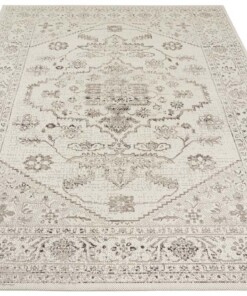 Binnen & buiten vloerkleed vintage Navarino - crème taupe - overzicht schuin, thumbnail