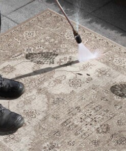 Binnen & buiten vloerkleed vintage Navarino - taupe/crème - close up materiaal, thumbnail