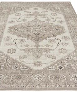 Binnen & buiten vloerkleed vintage Navarino - taupe/crème - overzicht schuin, thumbnail