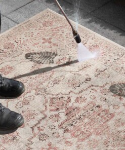 Binnen & buiten vloerkleed vintage Navarino - crème/roze - close up materiaal, thumbnail Binnen & buiten vloerkleed vintage Navarino - crème/roze - close up materiaal, thumbnail