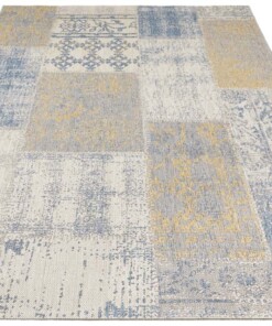 Binnen & buiten vloerkleed patchwork Symi - goud/grijs - overzicht schuin, thumbnail