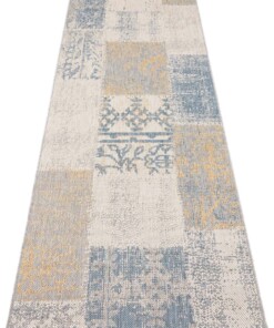 Binnen & buiten vloerkleed patchwork Symi - goud/grijs - overzicht schuin, thumbnail