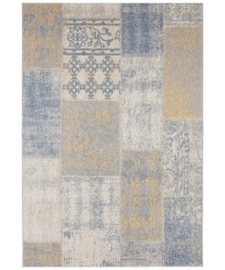 Binnen & buiten vloerkleed patchwork Symi - goud/grijs - overzicht boven