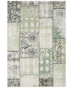 Binnen & buiten vloerkleed patchwork Symi - groen/crème - overzicht boven