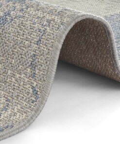 Binnen & buiten vloerkleed patchwork Symi - blauw/bruin - close up, thumbnail