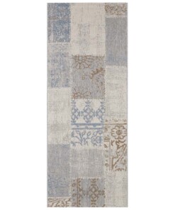 Binnen & buiten vloerkleed patchwork Symi - blauw/bruin - overzicht boven, thumbnail