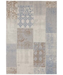 Binnen & buiten vloerkleed patchwork Symi - blauw/bruin - overzicht boven, thumbnail