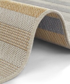 Binnen & buiten vloerkleed strepen Paros - blauw/goud - close up, thumbnail