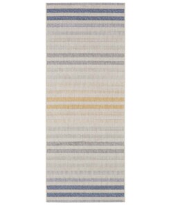 Binnen & buiten vloerkleed strepen Paros - blauw/goud - overzicht boven, thumbnail