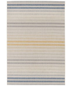 Binnen & buiten vloerkleed strepen Paros - blauw/goud - overzicht boven, thumbnail