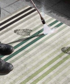 Binnen & buiten vloerkleed strepen Paros - groen/crème - close up materiaal, thumbnail Binnen & buiten vloerkleed strepen Paros - groen/crème - close up materiaal, thumbnail