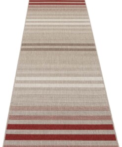 Binnen & buiten vloerkleed strepen Paros - rood/grijs - overzicht schuin, thumbnail Binnen & buiten vloerkleed strepen Paros - rood/grijs - overzicht schuin, thumbnail