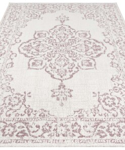 Binnen & buiten vloerkleed vintage Tilos - crème/roze - overzicht schuin, thumbnail