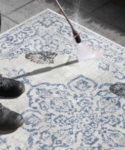 Binnen & buiten vloerkleed vintage Tilos - crème/blauw - close up materiaal, thumbnail Binnen & buiten vloerkleed vintage Tilos - crème/blauw - close up materiaal, thumbnail