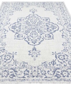 Binnen & buiten vloerkleed vintage Tilos - crème/blauw - overzicht schuin, thumbnail Binnen & buiten vloerkleed vintage Tilos - crème/blauw - overzicht schuin, thumbnail