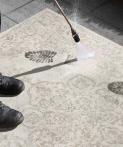 Binnen & buiten vloerkleed vintage Tilos - crème/beige - close up materiaal, thumbnail