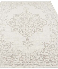 Binnen & buiten vloerkleed vintage Tilos - crème/beige - overzicht schuin, thumbnail