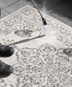 Binnen & buiten vloerkleed vintage Tilos - crème/antraciet - close up materiaal, thumbnail Binnen & buiten vloerkleed vintage Tilos - crème/antraciet - close up materiaal, thumbnail