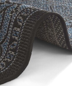 Binnen & buiten vloerkleed vintage Anjara - azuur/antraciet - close up, thumbnail