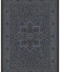 Binnen & buiten vloerkleed vintage Anjara - azuur/antraciet - overzicht boven, thumbnail